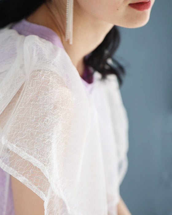 (手持ち服に)重ねて華やぐ 大人のヴェールブラウス