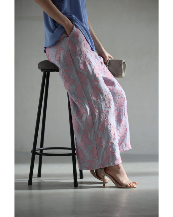 ときめき春色ジャガードワイドパンツ