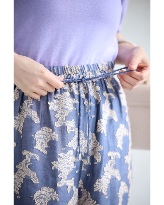 ときめき春色ジャガードワイドパンツ