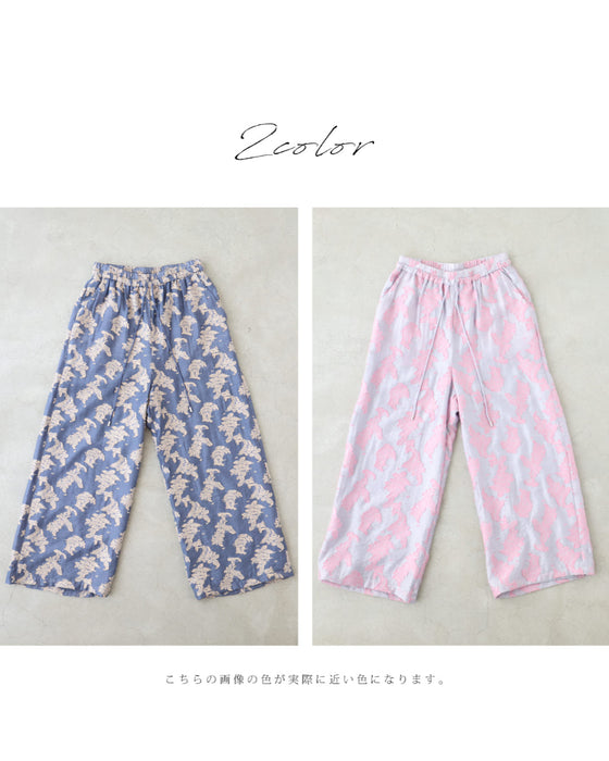 ときめき春色ジャガードワイドパンツ