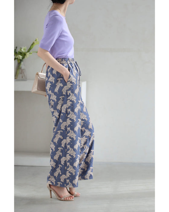 ときめき春色ジャガードワイドパンツ