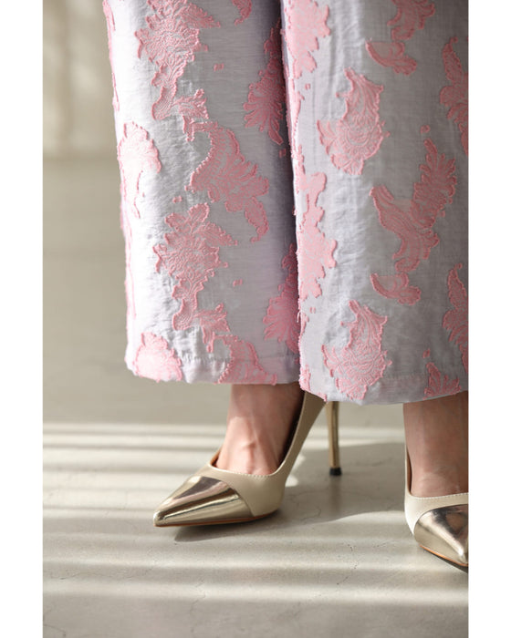 ときめき春色ジャガードワイドパンツ