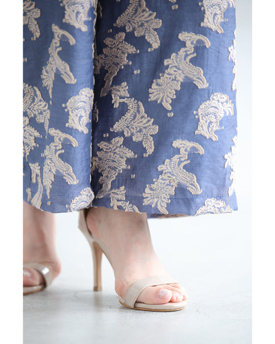 ときめき春色ジャガードワイドパンツ