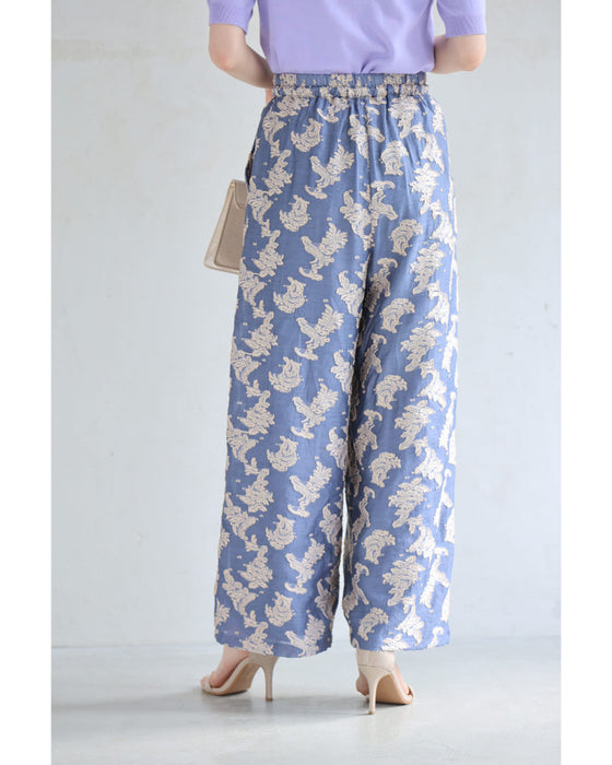ときめき春色ジャガードワイドパンツ