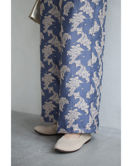 ときめき春色ジャガードワイドパンツ