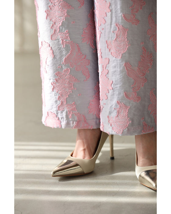 ときめき春色ジャガードワイドパンツ