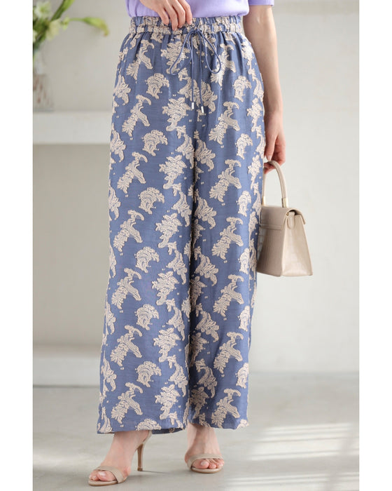 ときめき春色ジャガードワイドパンツ