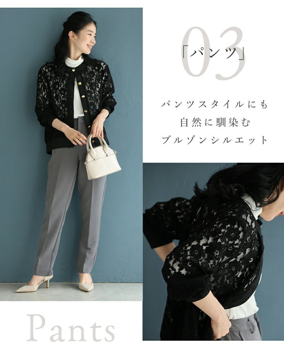 美しく透ける黒花の総レースカーディガン