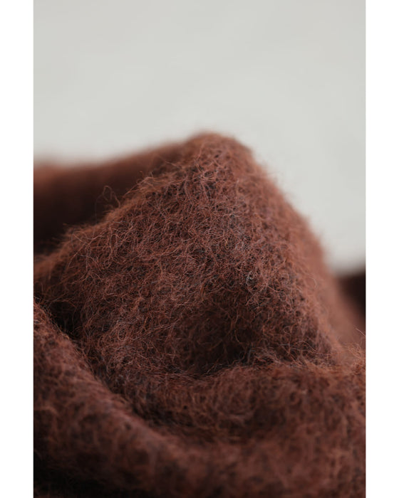 季節のムード高める深みカラーふわふわカーディガン