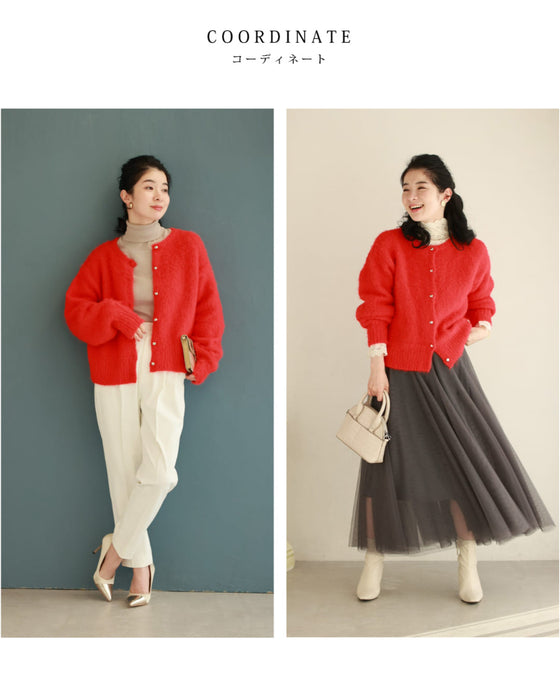 季節のムード高める深みカラーふわふわカーディガン