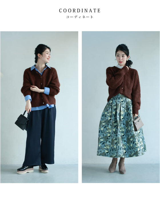 季節のムード高める深みカラーふわふわカーディガン