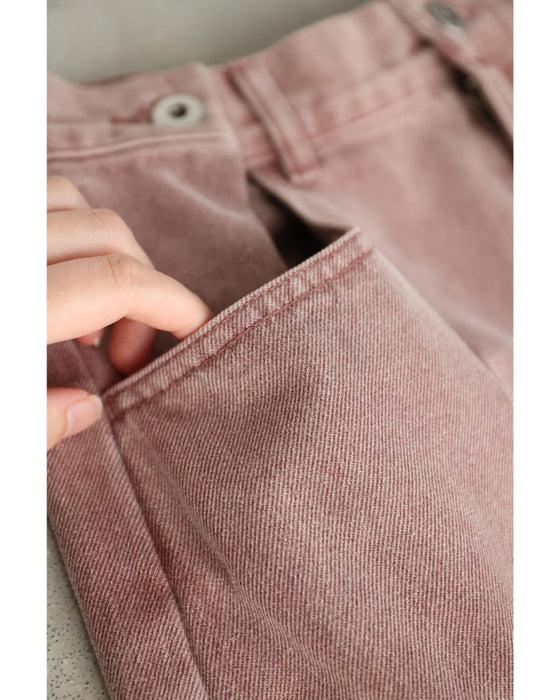ウエスト調節可能なサイドボタンカラーデニムパンツ