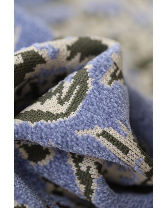 エレガントな花柄のモールジャガードニットプルオーバートップス