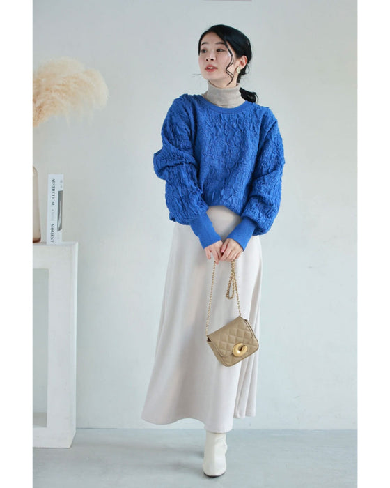 鮮やかな青の水面プルオーバートップス