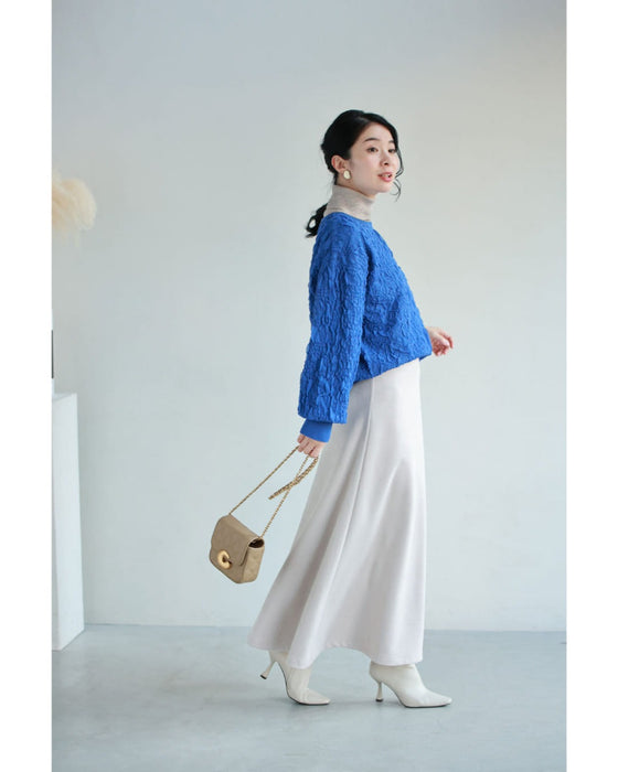 鮮やかな青の水面プルオーバートップス