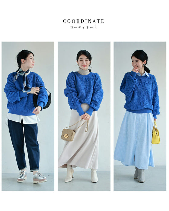 鮮やかな青の水面プルオーバートップス