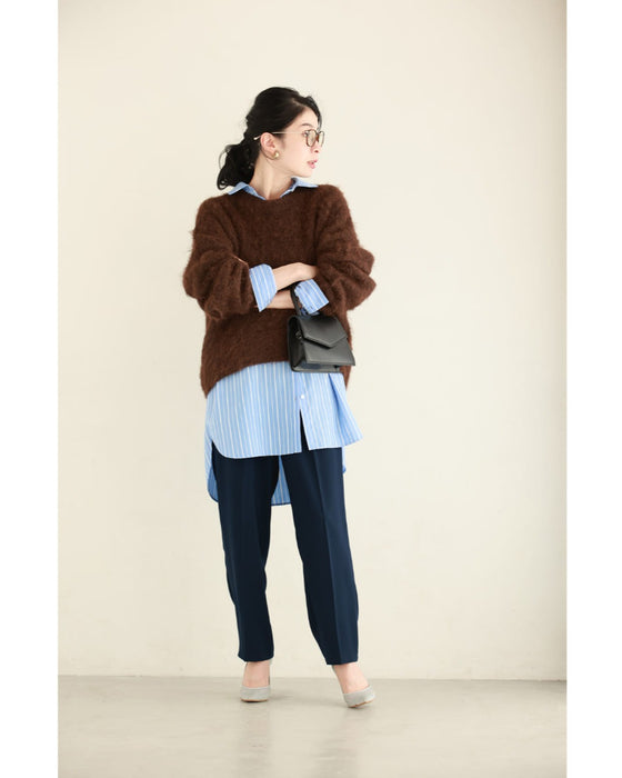 もっちりふわふわモヘア風ニットプルオーバートップス