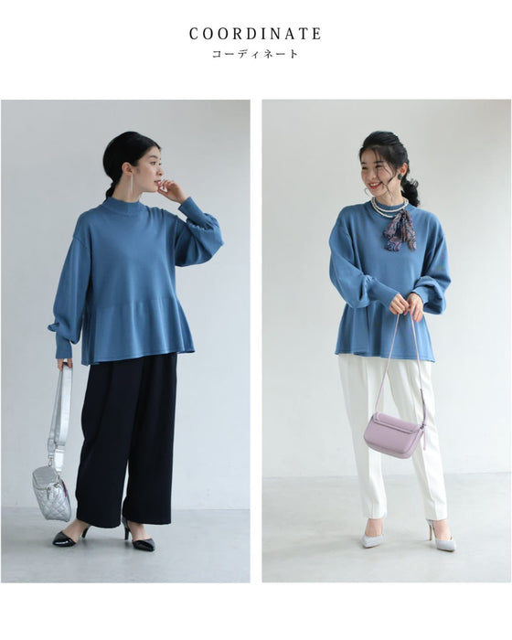 なだらかなペプラムラインのニットプルオーバートップス