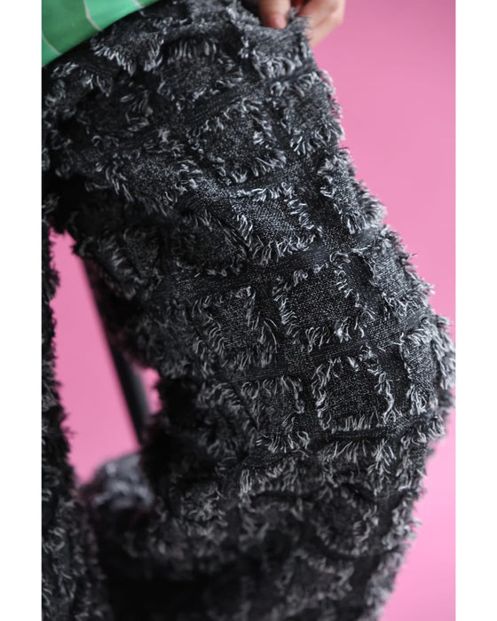 ブロック柄ふわふわフリンジワイドパンツ