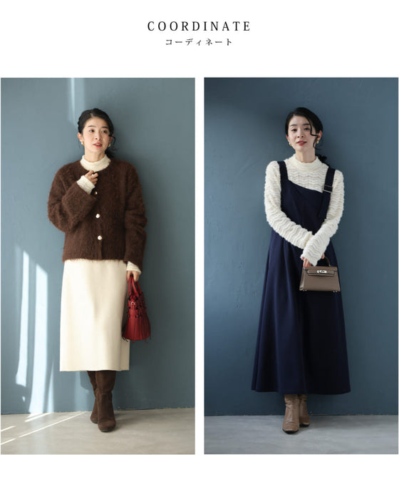 波うつラインの起毛レースインナートップス