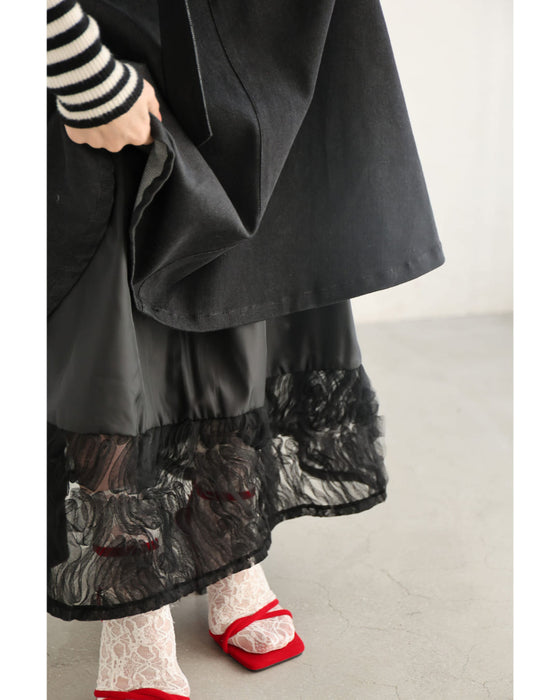 重ねて可愛いレイヤードロングスカート（インナー付き）