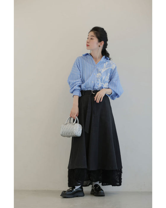 重ねて可愛いレイヤードロングスカート（インナー付き）