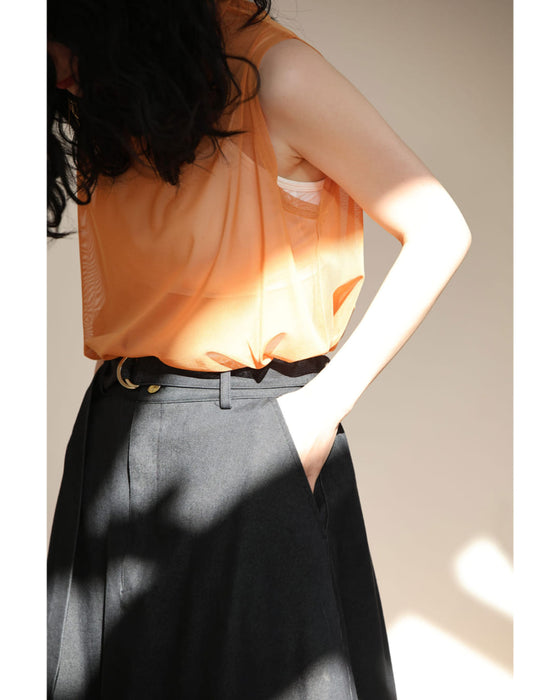 重ねて可愛いレイヤードロングスカート（インナー付き）