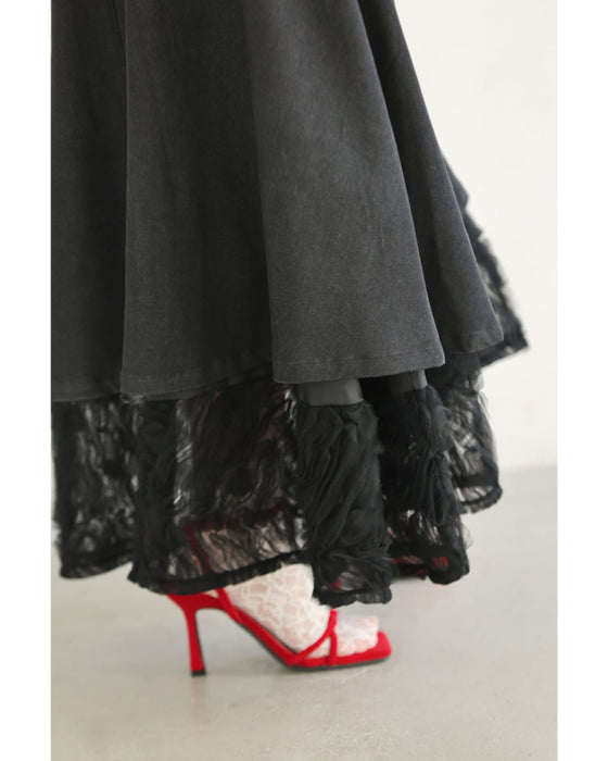 重ねて可愛いレイヤードロングスカート（インナー付き）