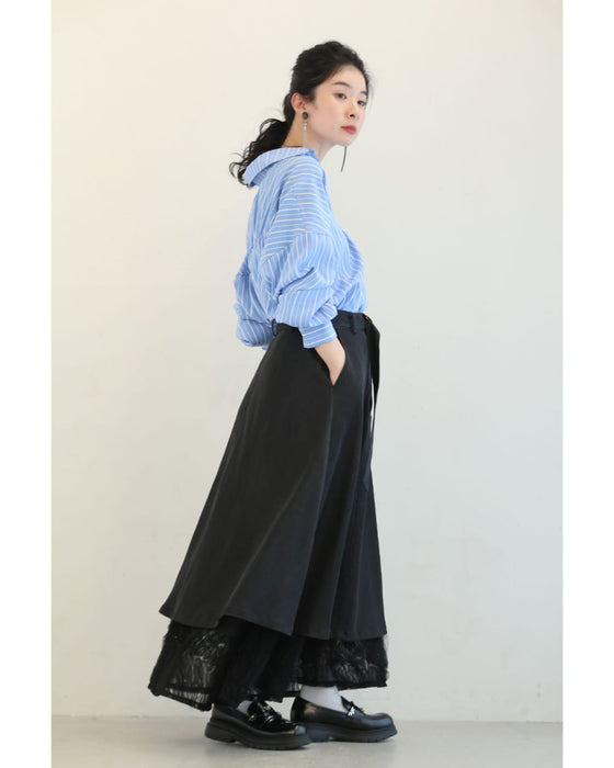 重ねて可愛いレイヤードロングスカート（インナー付き）