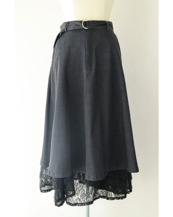 重ねて可愛いレイヤードロングスカート（インナー付き）