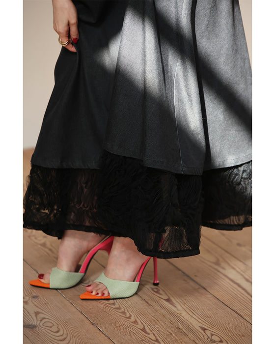 重ねて可愛いレイヤードロングスカート（インナー付き）