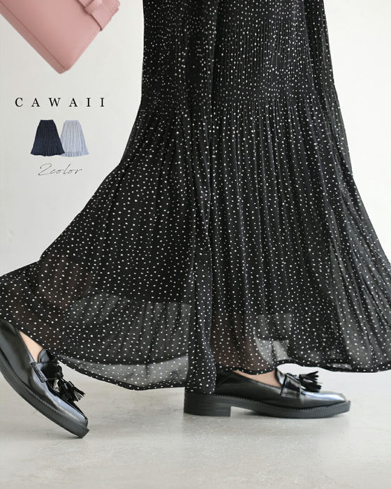 ふんわりシフォンのプチドットロングスカート