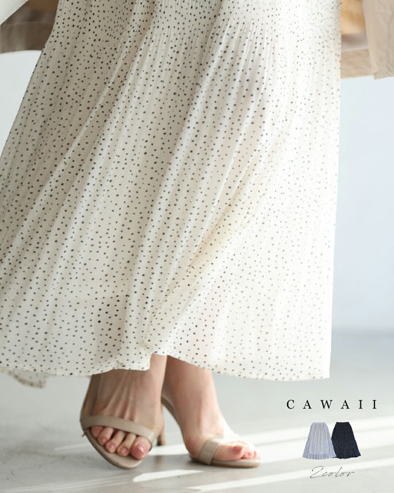 ふんわりシフォンのプチドットロングスカート