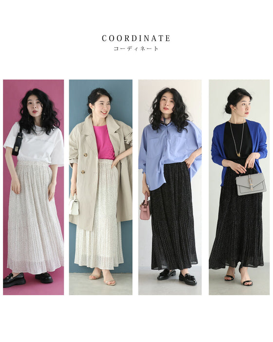 ふんわりシフォンのプチドットロングスカート