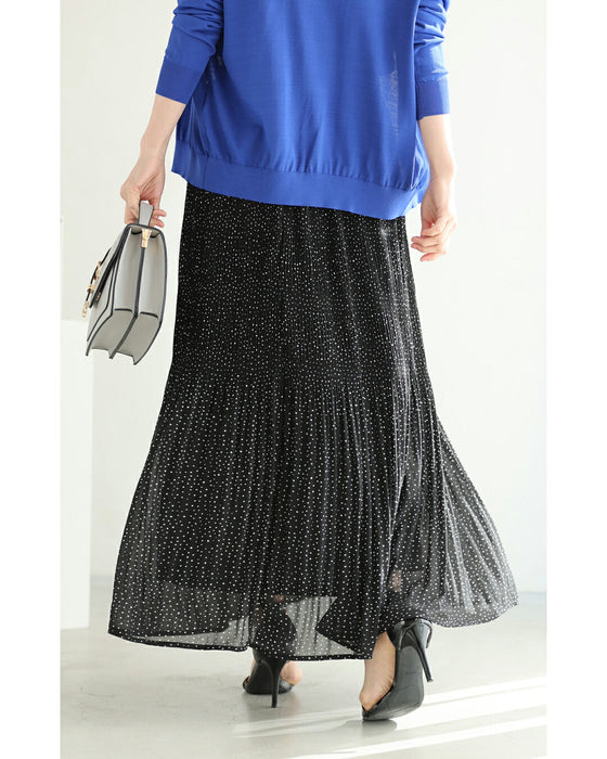 ふんわりシフォンのプチドットロングスカート