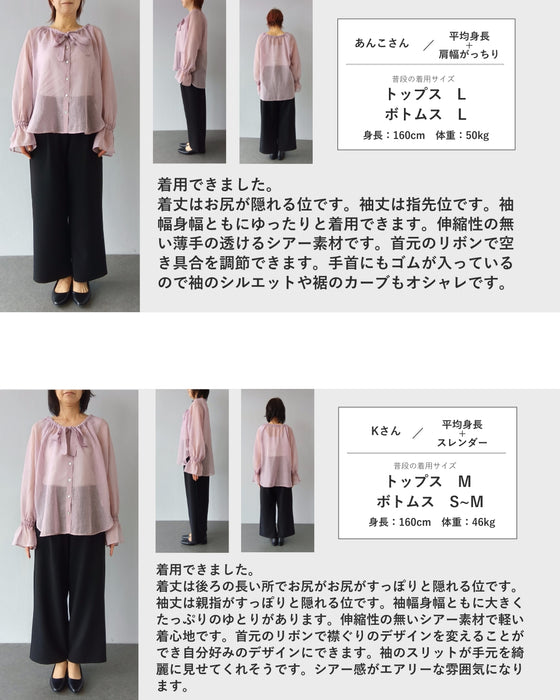 【予約商品】重ねるだけ 二の腕カバー！ シアーポワン袖ブラウス
