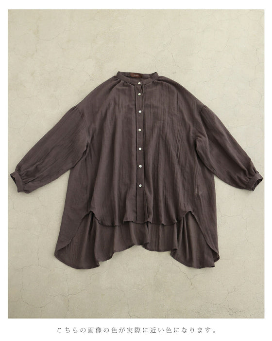 ふんわり風を纏うシアーロングシャツトップス