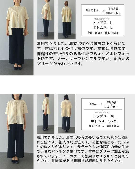 パンチング生地のバックプリーツブラウス