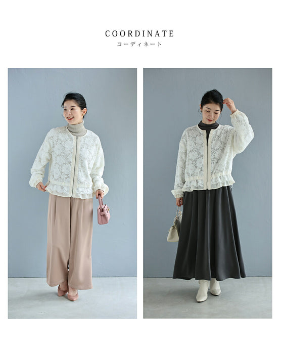 柔らかなマーガレットレースブルゾン