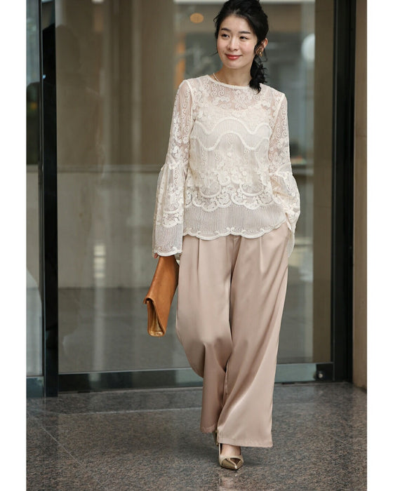 大人の艶足し 光沢パンツ