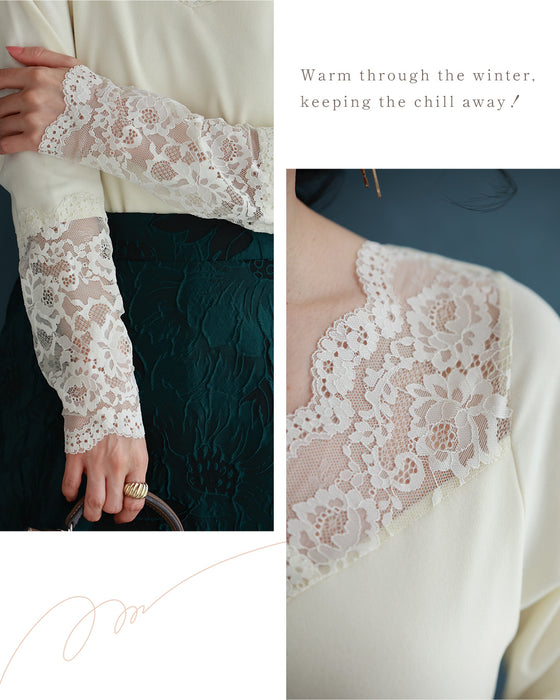 Warm fleece floral lace innerwear