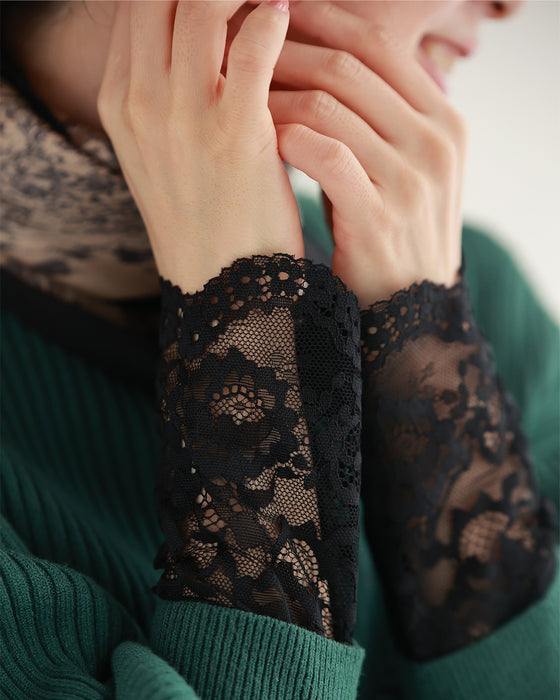 Warm fleece floral lace innerwear