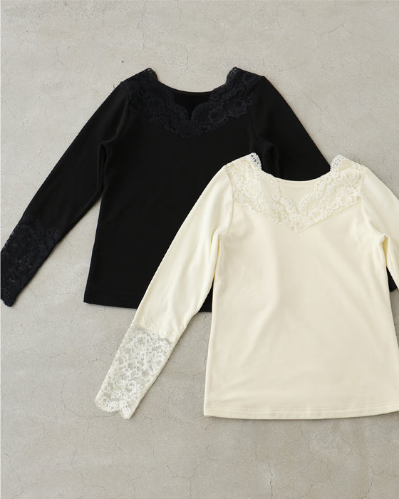 Warm fleece floral lace innerwear