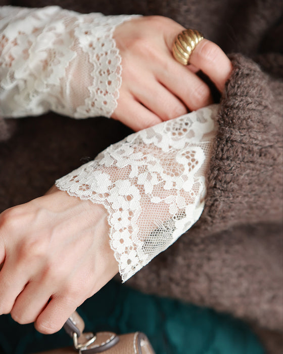 Warm fleece floral lace innerwear