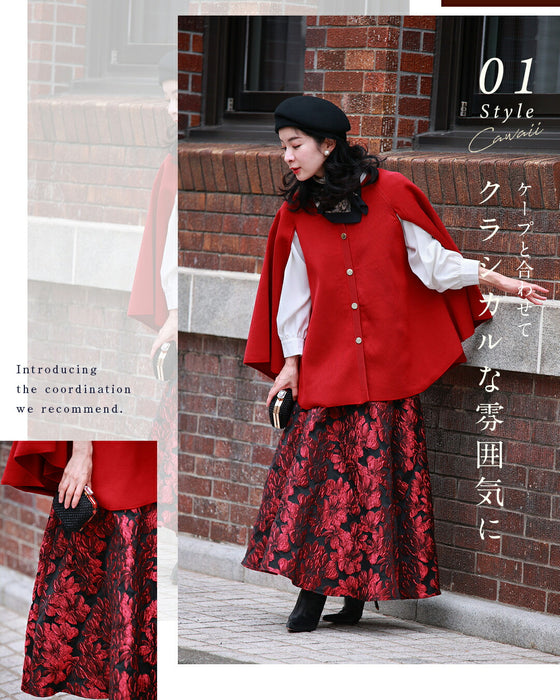 「才色兼備」花柄ジャガードスカート