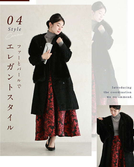 「才色兼備」花柄ジャガードスカート