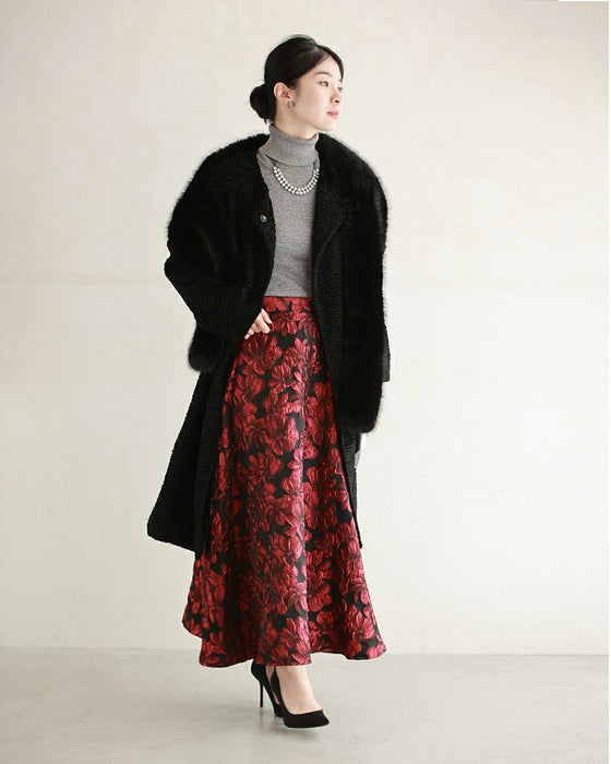 「才色兼備」花柄ジャガードスカート