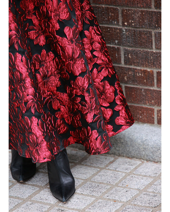 「才色兼備」花柄ジャガードスカート