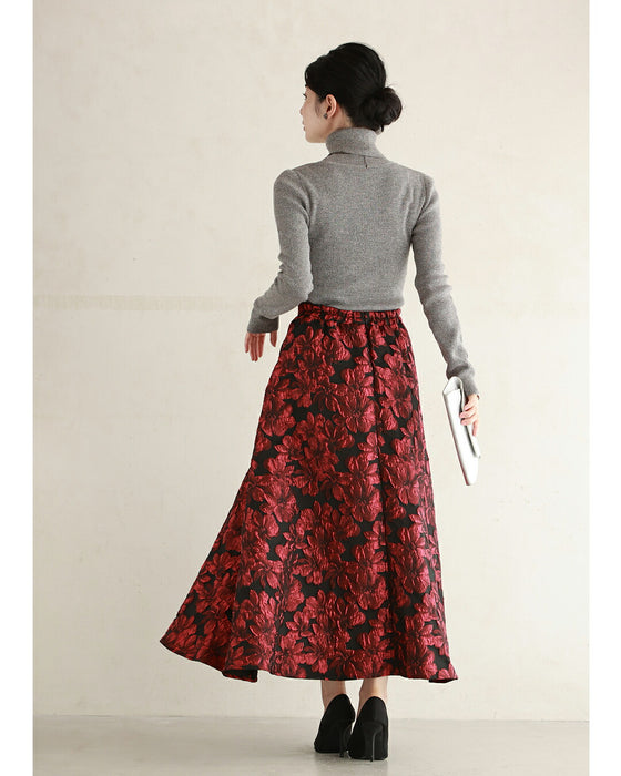「才色兼備」花柄ジャガードスカート