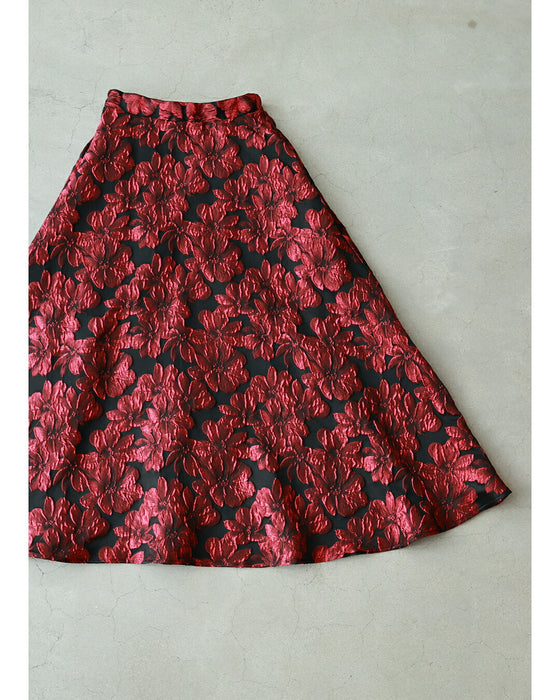 「才色兼備」花柄ジャガードスカート